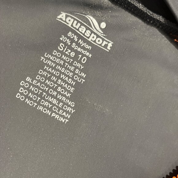 AQUASPORT One Piece Child's Swim Suit Size 10 Grey Orange Sun Protection - Picture 8 of 13